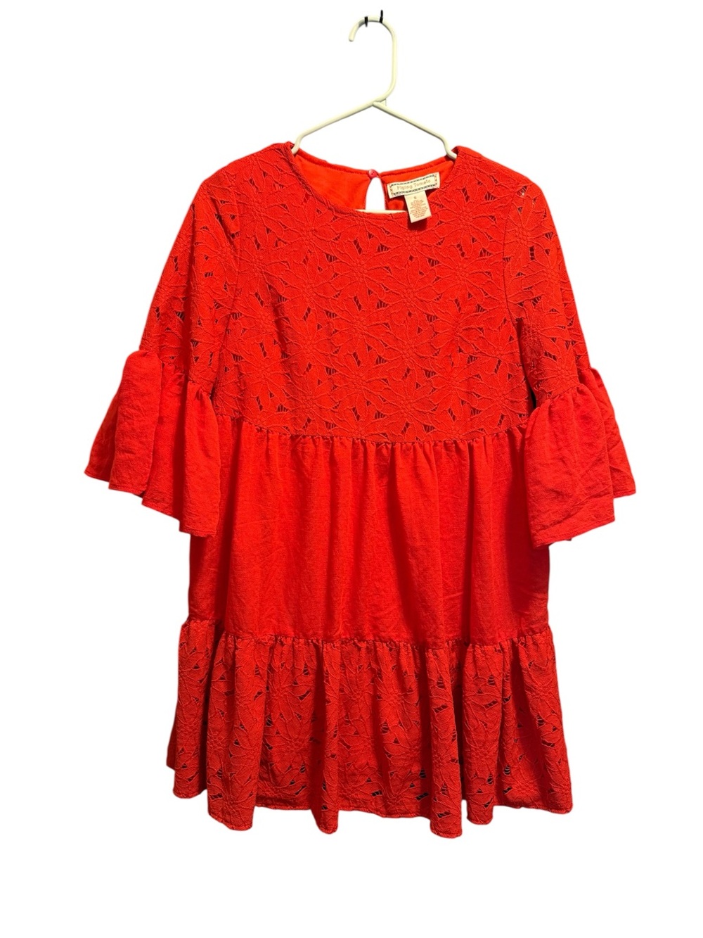 Flying Tomato Red Eyelet Tiered Mini Dress